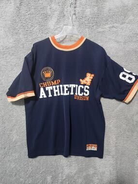 Vintage 90s Mens Large Dark Blue "Chump Athletics" Jersey Double Sided